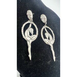 Vintage 1970s JJ Jonette Art Deco Acrobatic Nude Woman Brooch